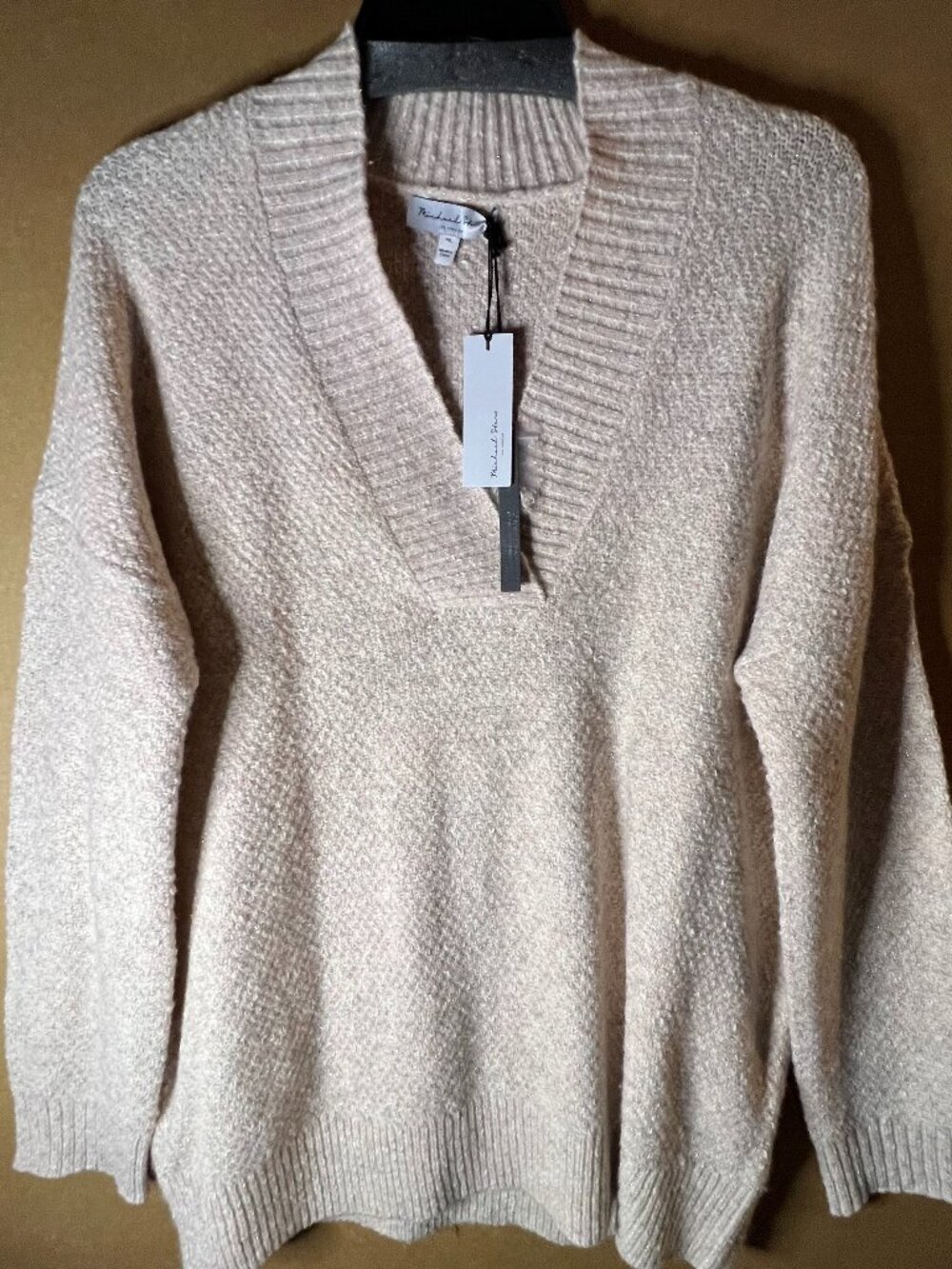 MICHAEL STARS LOS ANGELES Blush Shimmer Thick Sweater Size XL NWT